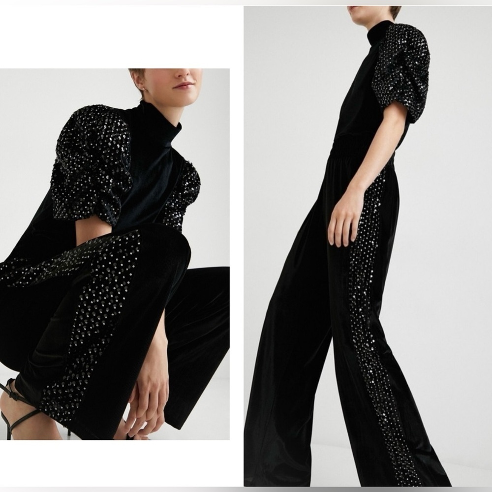 Desigual Corduroy Sequin Palazzo Wide-Leg Trousers 🖤sz Small